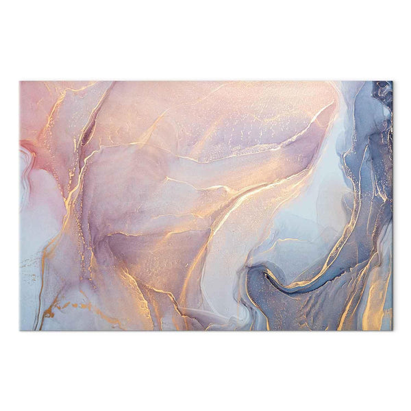 Quadro - Pink and blue marble - abstract watercolour with gold accents