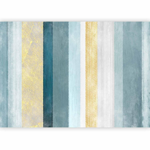Carta da parati - Striped pattern - abstract background in stripes in blue tones with gold pattern