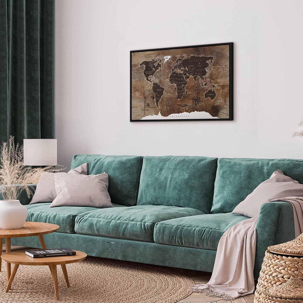 Quadro - World Map: Wooden Mosaic