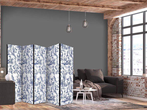 Paravento - Rome and Botany - Blue Pattern with a Greek and Plant Motif