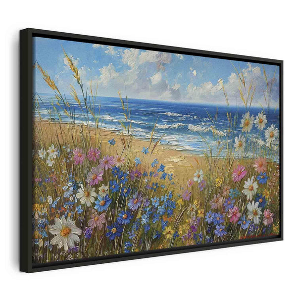 Quadro - Seascape – wildflowers and a view of the rough sea