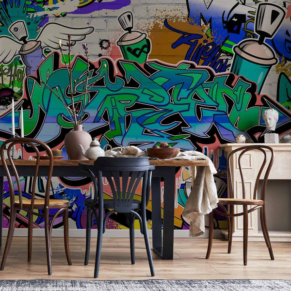 Carta da parati - Graffiti: blue theme