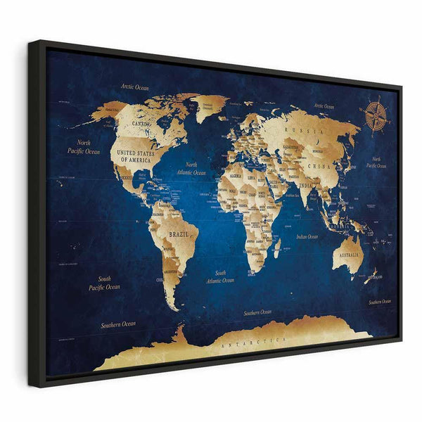 Quadro - World Map: The Dark Blue Depths