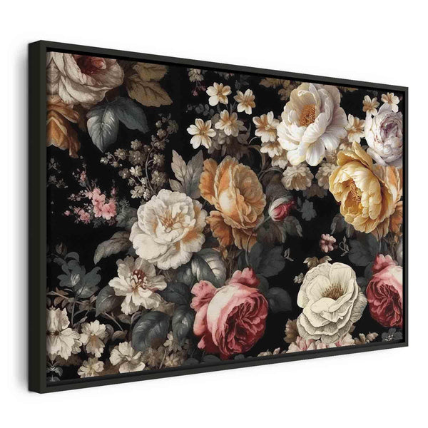Quadro - Colourful flowers on a black background