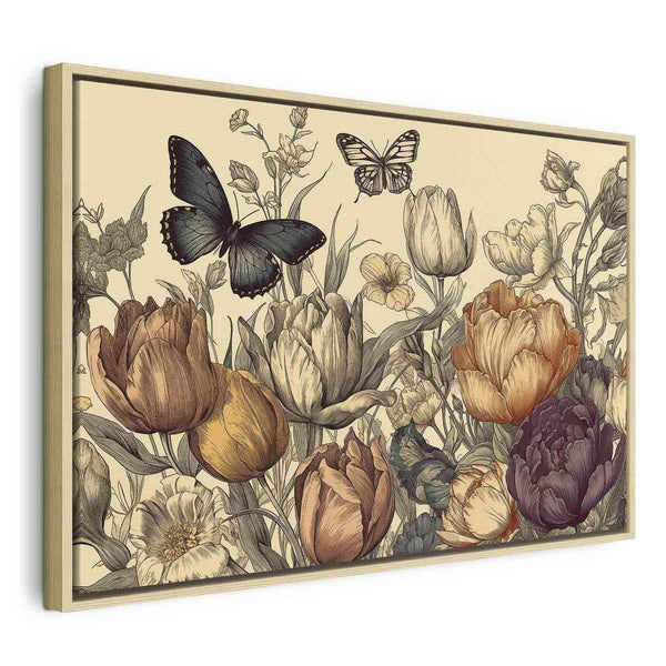 Quadro - Colourful tulips on a cream background