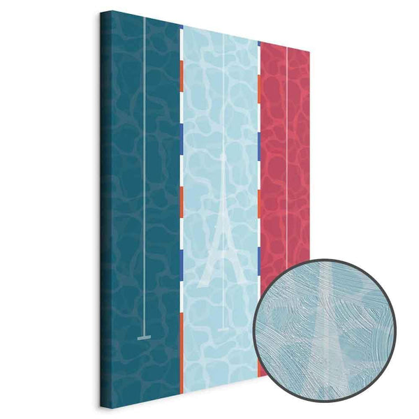 Quadro - Graphic Illustration of a Swimming Pool Against the Backdrop of the French Flag