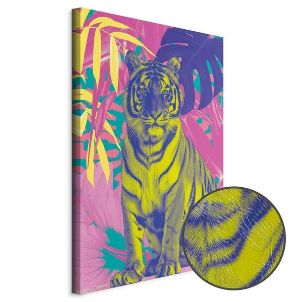 Quadro - Colorful Tiger - Intense Colors of a Tiger Surrounded by Tropical Plants