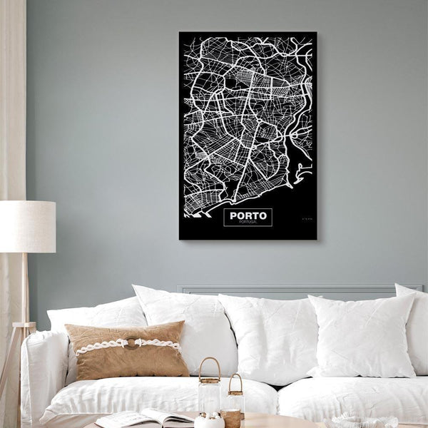 Quadro - Negative Map: Porto (1 Part) Vertical