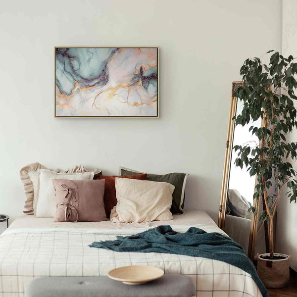 Quadro - Pastel stones - pink and blue structures on a marble base