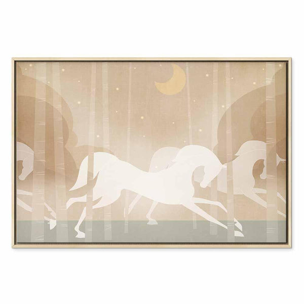 Quadro - Moon Horses - Horses Galloping Among Trees on a Starry Night