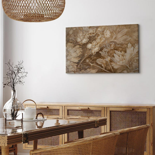 Quadro - Floral Ornaments Carved in Delicate Sepia and Brown Shades