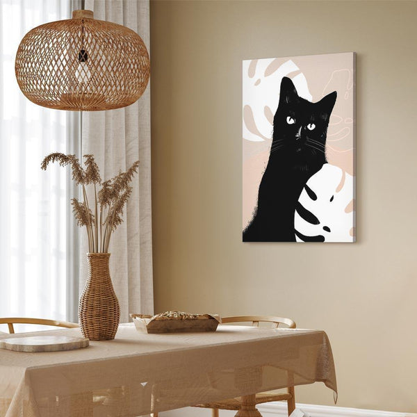 Quadro - Cat in Monsteras (1 Part) Vertical
