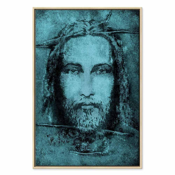 Quadro - Shroud of Turin in Turqoise (1 Part) Vertical