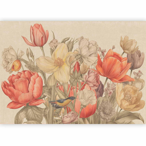 Carta da parati - Bouquet of flowers on a cream background