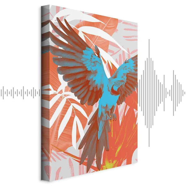 Quadro - Exotic Wings - Parrot Among Abstract Leaf Patterns