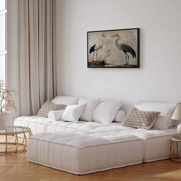 Quadro - Birds from an old engraving - vintage-style illustration depicting a heron and a crane