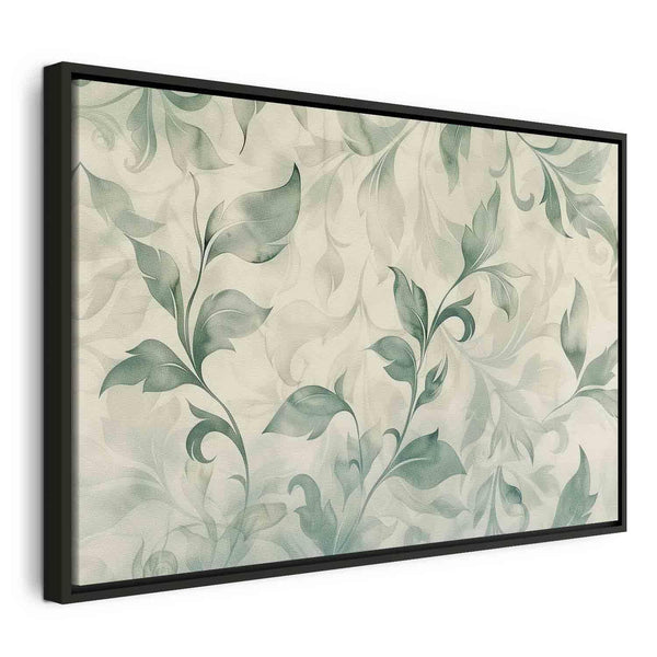 Quadro - Watercolor Botanical Motif Delicate Green-Beige Leaves