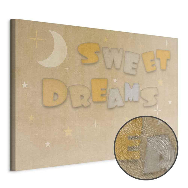 Quadro - Sweet Dreams - Pastel Inscription Surrounded by the Moon and Stars