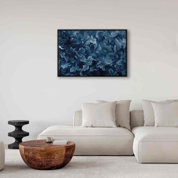 Quadro - Abstract Ornaments Dark Blue Victorian Leaves