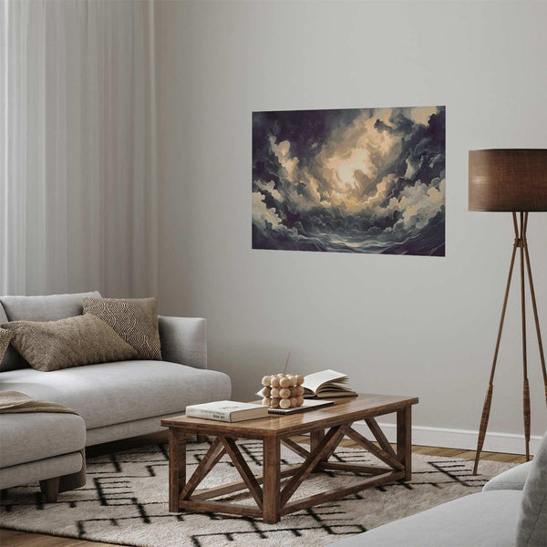Poster - Epic Play of Light: The Sun Battling for Dominance Over the Clouds