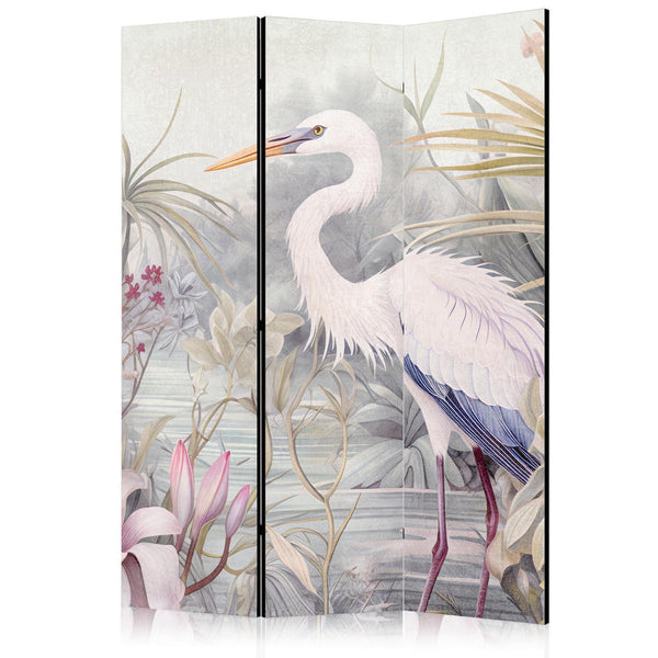 Paravento - Heron wading in a pond – illustration in bright colours