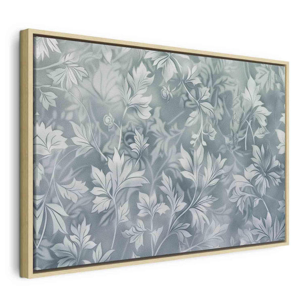 Quadro - Ornaments in Worn Muted Turquoises: Delicate Plant Pattern