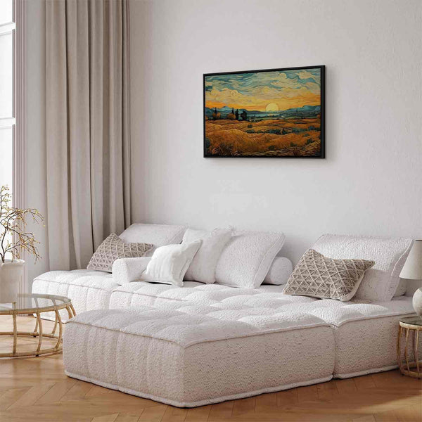 Quadro - Impressionistic fields - painted golden landscape with fields of grain