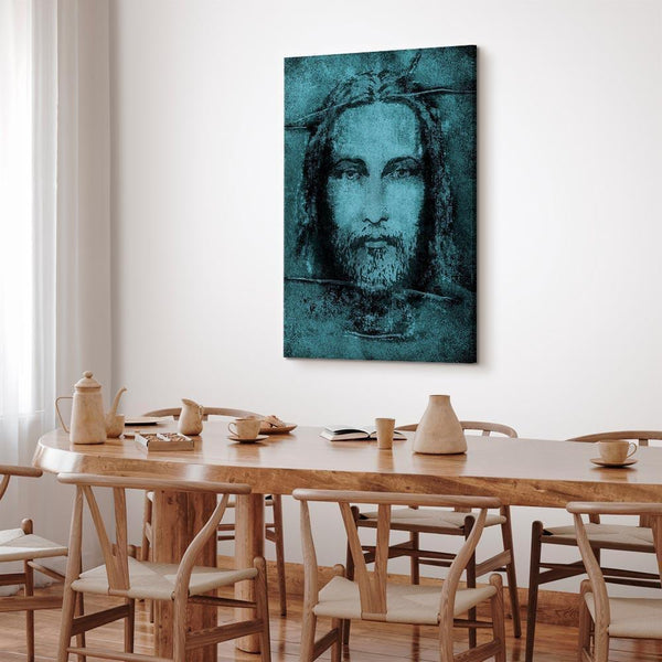 Quadro - Shroud of Turin in Turqoise (1 Part) Vertical