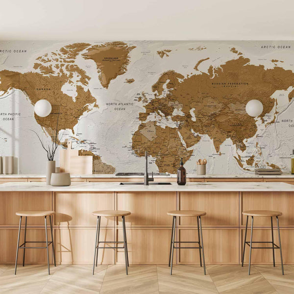 Carta da parati - World Map: White Oceans