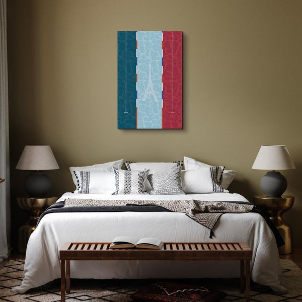 Quadro - Graphic Illustration of a Swimming Pool Against the Backdrop of the French Flag