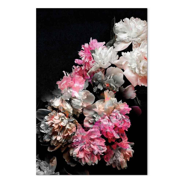 Quadro - Peony Charm (1-part) - Colorful Bouquet on Black Background