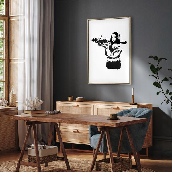 Quadro - Banksy Mona Lisa with Rocket Launcher (1 Part) Vertical
