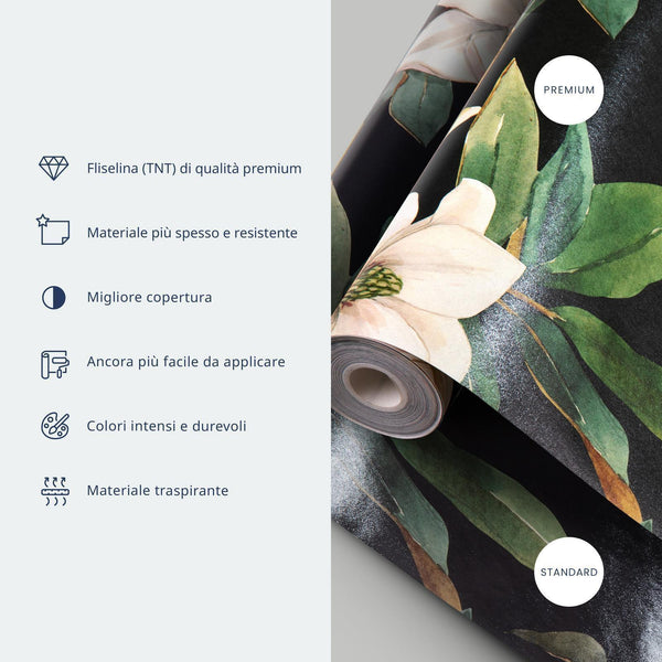 Tappezzeria murale - Cute Creamy Little Flowers - Small flowers with creamy - wind-blown petals on a blue background