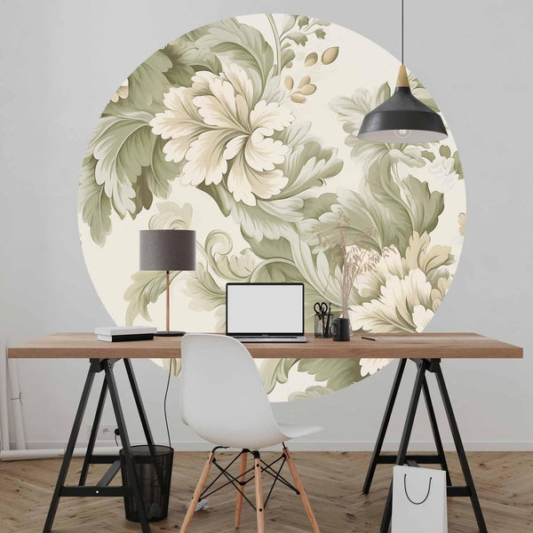 Carta da parati rotonda - Vintage flowers in bright colours