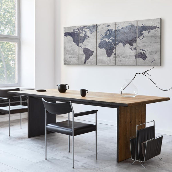 Quadro - Concrete World Map (5 Parts) Narrow