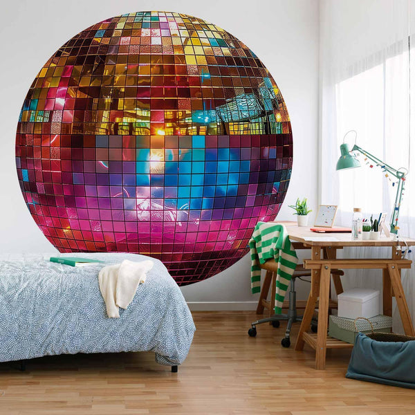 Carta da parati rotonda - Gold disco ball