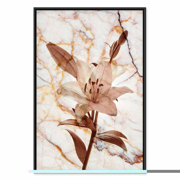 Quadro - Elegance of a Flower (1-part) - Delicate Lily on Marble in Sepia
