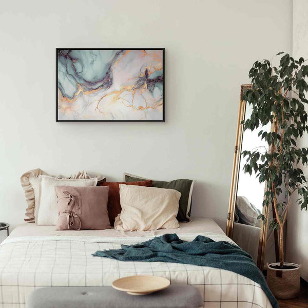 Quadro - Pastel stones - pink and blue structures on a marble base