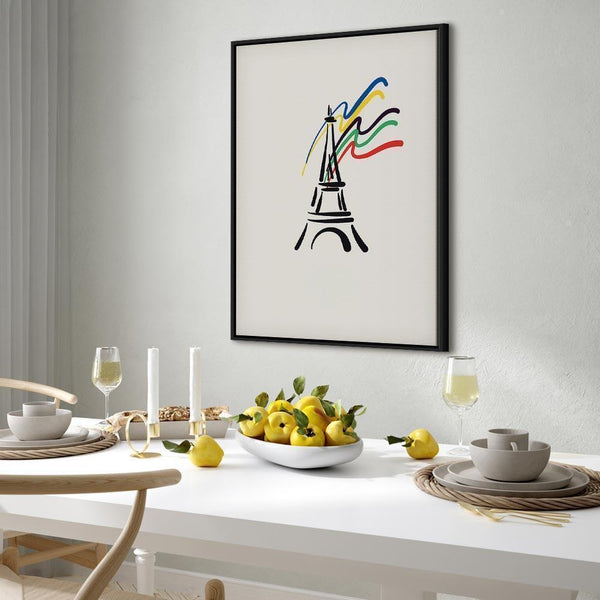 Quadro - Eiffel Tower and Colorful Ribbons
