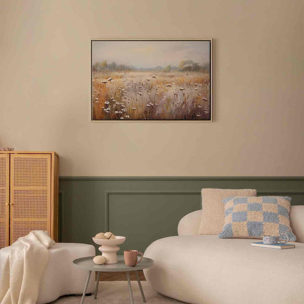 Quadro - Impressionist meadow – field landscape in a pastel colour palette