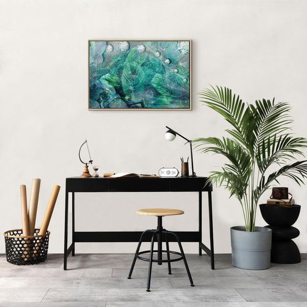 Quadro - Turquoise Leaves (1 Part) Wide