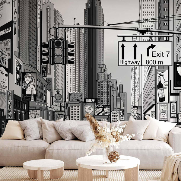 Carta da parati - Comic book city - New York street in pop art style