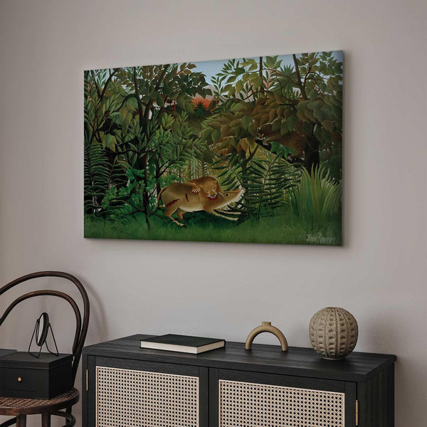 Quadro - Henri Rousseau – Le Lion ayant faim se jette sur l'Antilope