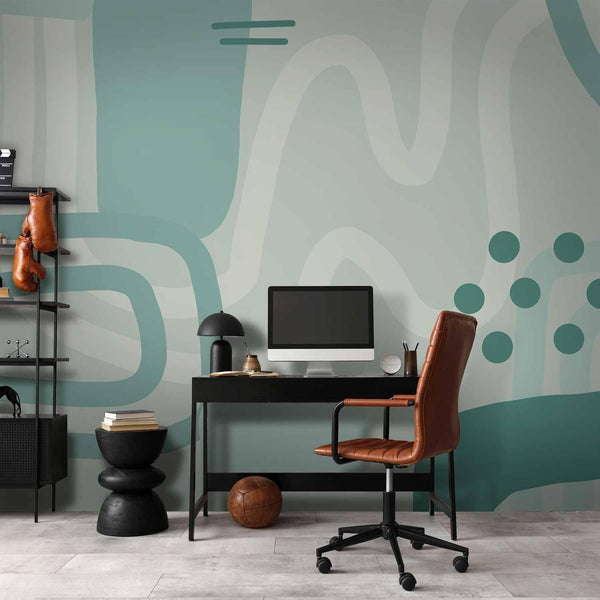 Carta da parati - Geometric forms and patterns - abstract background with turquoise patterns