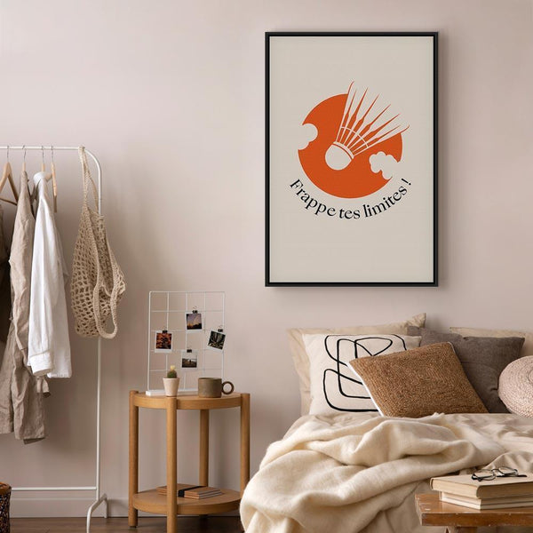 Quadro - Badminton Shuttlecock on an Orange Circle Background