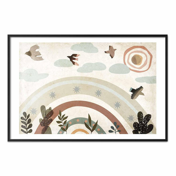Poster - Rainbow and Birds