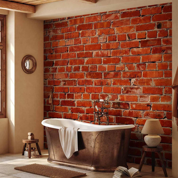 Carta da parati - Old wall – retro-style red brick wall