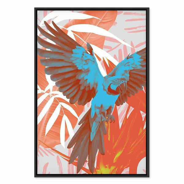 Quadro - Exotic Wings - Parrot Among Abstract Leaf Patterns
