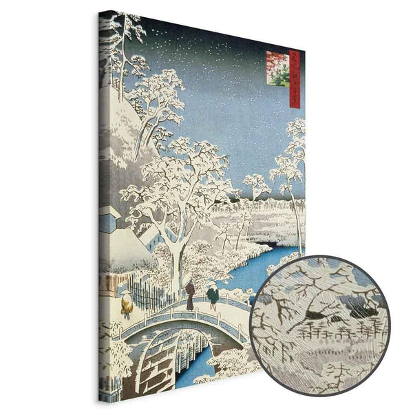 Quadro - Utagawa Hiroshige – Drum bridge and Setting Sun Hill at Meguro