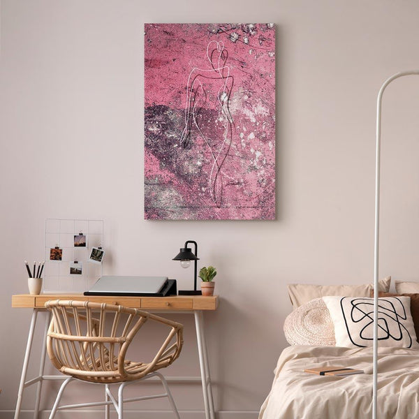Quadro - Figure on Pink Background (1-part) - Female Silhouette in Marble